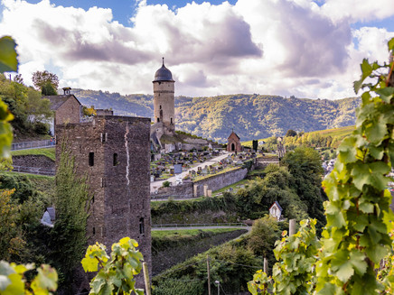 Round and square tower in Zell (Mosel)